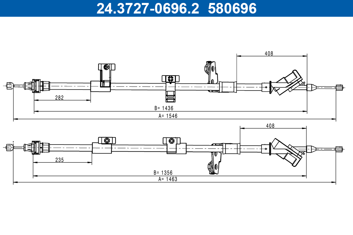 ATE 24.3727-0696.2 Cable Pull, parking brake