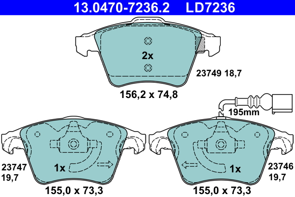 ATE 13.0470-7236.2 Brake Pad Set, disc brake