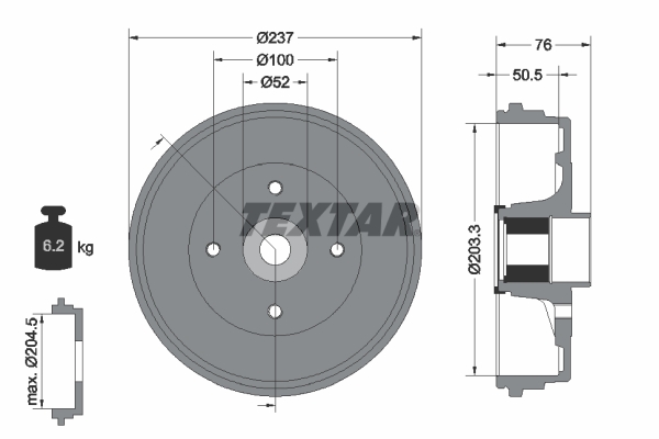 TEXTAR 94041400 Brake Drum